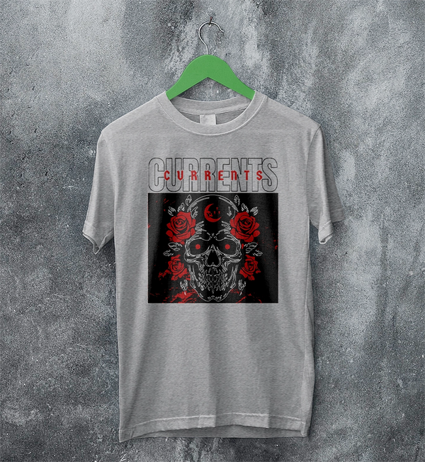 Currents T-Shirt Metalcore Currents Band Shirt Punk Skull Rose Tee