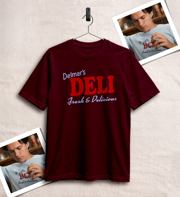 Spider Delmar Deli T-Shirt Superhero Local Queens Shirt Peter Spider Movie Wear