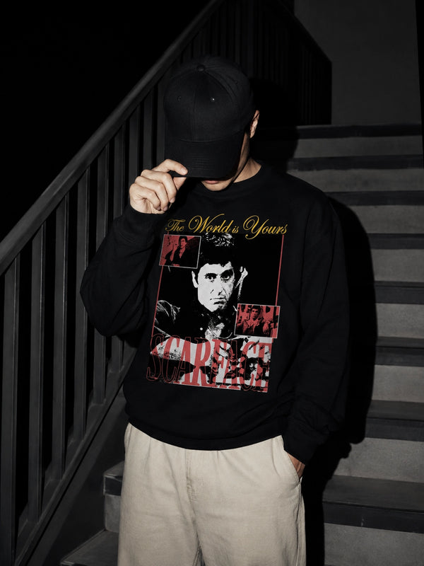 Scarface World Is Yours Sweatshirt Vintage Movie Scarface Shirt Crime Gangster Crewneck
