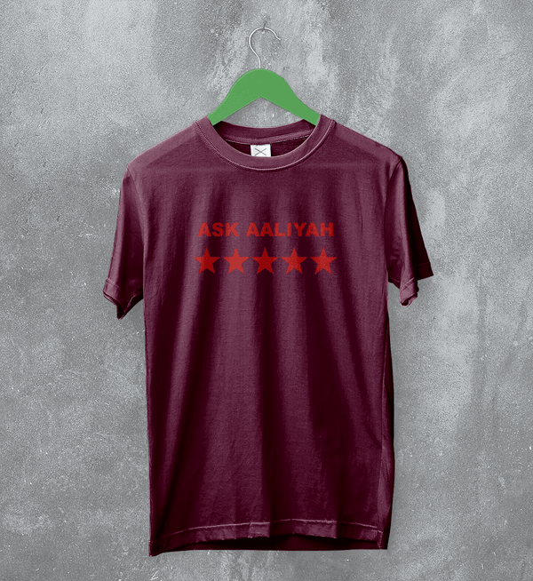 Aaliyah T-Shirt Ask Aaliyah Bootleg Shirt Queen of Urban Pop Merch Hip Hop Tee - Red Maroon - WorldWideShirt