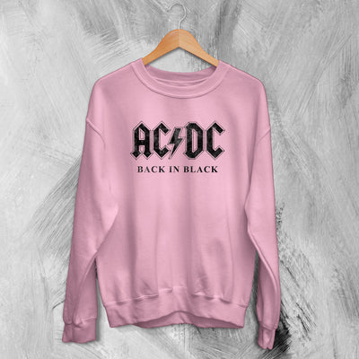 ACDC Logo Sweatshirt Back in Black AC/DC Sweater Rock Band Merch - WorldWideShirt