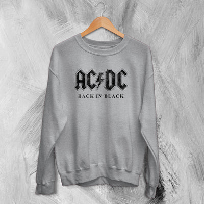 ACDC Logo Sweatshirt Back in Black AC/DC Sweater Rock Band Merch - WorldWideShirt