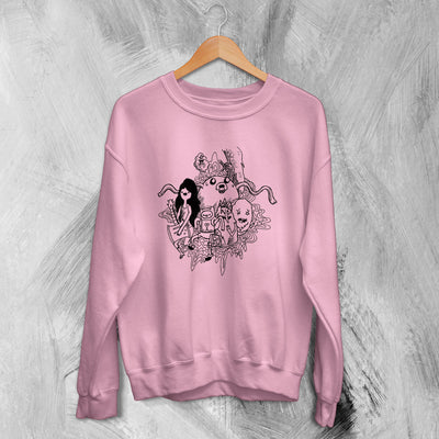 Adventure Time Sweatshirt Doodle Character Sweater Cartoon Merchandise - WorldWideShirt