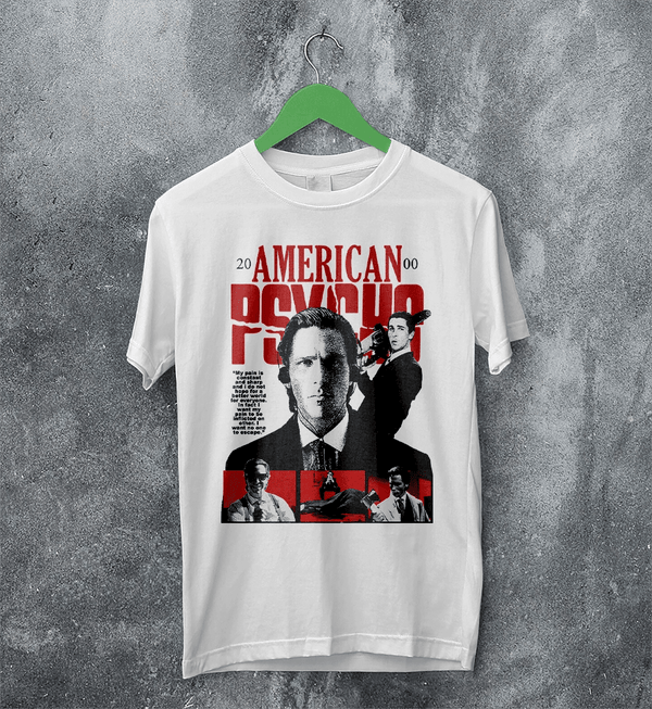 American Psycho 2000s T-Shirt Vintage Patrick Bateman Shirt Psycho Movie Tee - White - WorldWideShirt