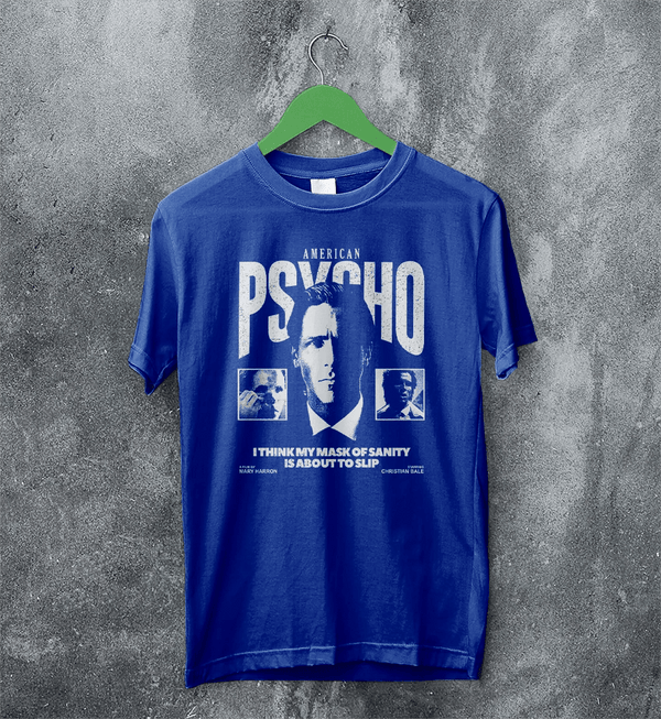 American Psycho Sanity T-Shirt Movie Patrick Bateman Shirt Mask of Sanity Tee - Royal Blue - WorldWideShirt