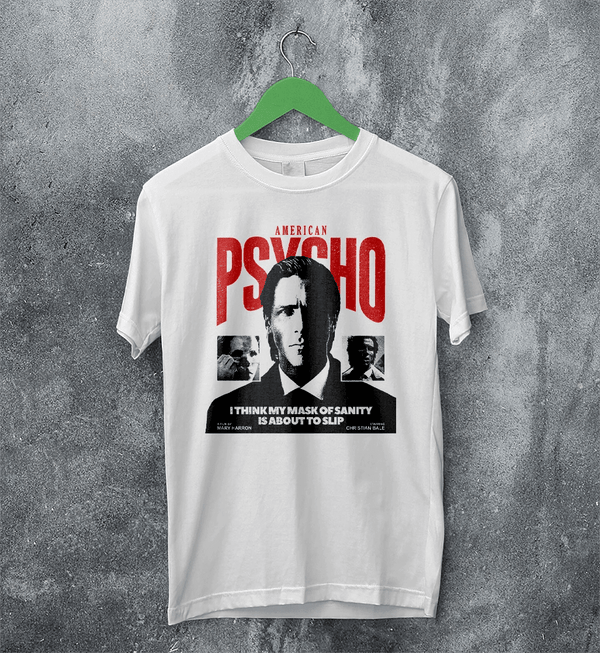 American Psycho Sanity T-Shirt Movie Patrick Bateman Shirt Mask of Sanity Tee - White - WorldWideShirt