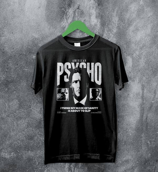 American Psycho Sanity T-Shirt Movie Patrick Bateman Shirt Mask of Sanity Tee - Black - WorldWideShirt