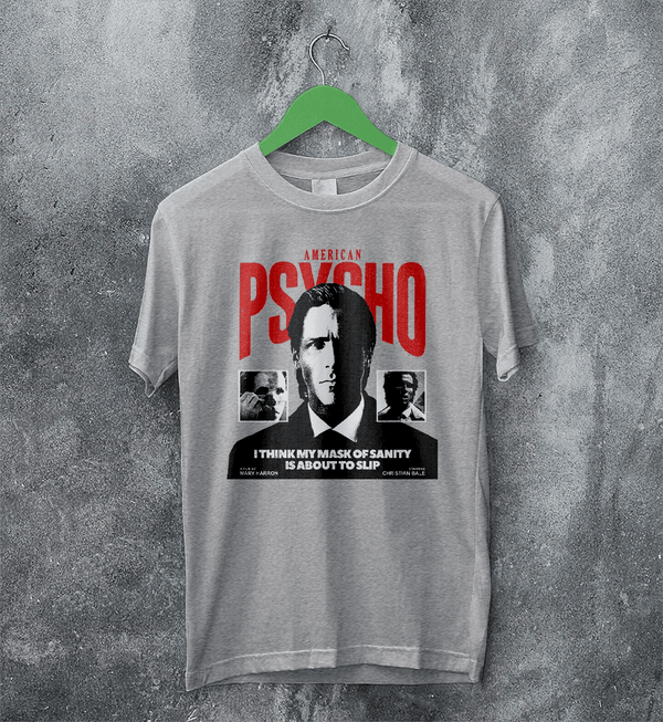 American Psycho Sanity T-Shirt Movie Patrick Bateman Shirt Mask of Sanity Tee - Sport Grey - WorldWideShirt