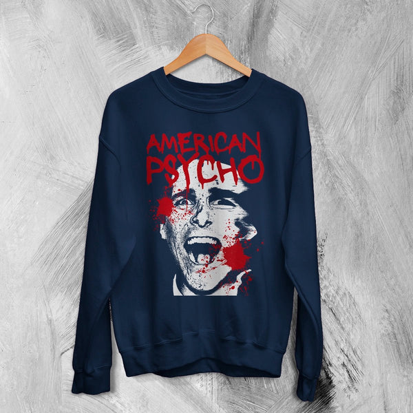 American Psycho Sweatshirt Patrick Bateman Psychopathic Ego Shirt Psycho Movie Crewneck - Navy Blue - WorldWideShirt