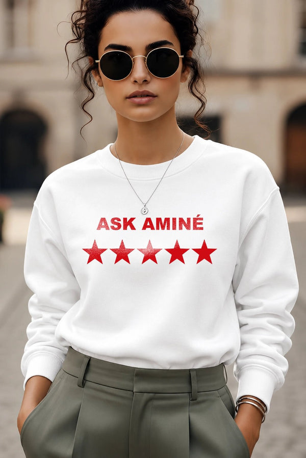 Amine Sweatshirt Rapper Ask Amine Shirt Rap Music Crewneck Hip Hop Streetwear - White - WorldWideShirt