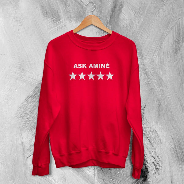 Amine Sweatshirt Rapper Ask Amine Shirt Rap Music Crewneck Hip Hop Streetwear - Red - WorldWideShirt