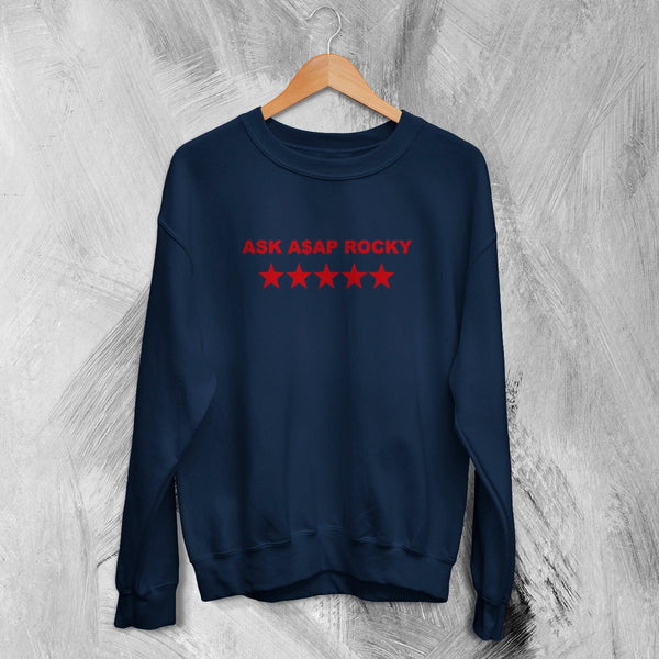 Asap Rocky Sweatshirt Flacko Ask ASAP Rocky Shirt Star Hiphop Rap Crewneck - Navy Blue - WorldWideShirt