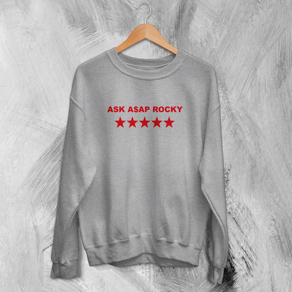 Asap Rocky Sweatshirt Flacko Ask ASAP Rocky Shirt Star Hiphop Rap Crewneck - Sport Grey - WorldWideShirt