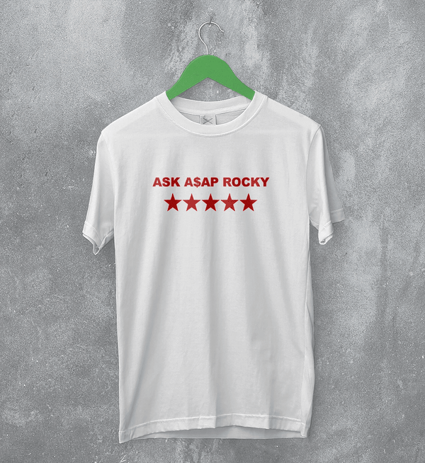 Asap Rocky T-Shirt Flacko Ask ASAP Rocky Shirt Star Hiphop Rap Tee - White - WorldWideShirt