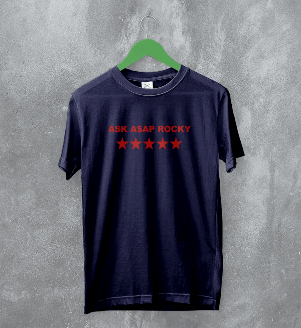 Asap Rocky T-Shirt Flacko Ask ASAP Rocky Shirt Star Hiphop Rap Tee - Navy Blue - WorldWideShirt