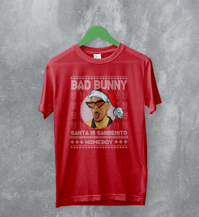 Bad Bunny Ugly Christmas T-Shirt Sanbenito Homeboy Bad Bunny Shirt Rap Streetwear - WorldWideShirt