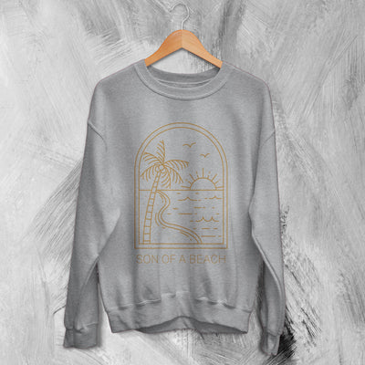 Beach Sweatshirt Son Of A Beach Sweater Palm Tree Vibes Y2K Merch - WorldWideShirt