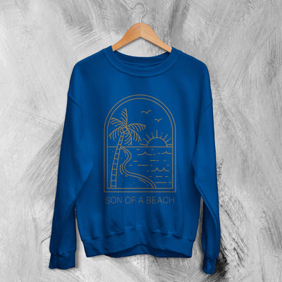 Beach Sweatshirt Son Of A Beach Sweater Palm Tree Vibes Y2K Merch - WorldWideShirt