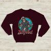 Billy Joel Retro Biker Sweatshirt 80s Rock Legend Crewneck Motorcycle Billy Joel Shirt - Red Maroon - WorldWideShirt