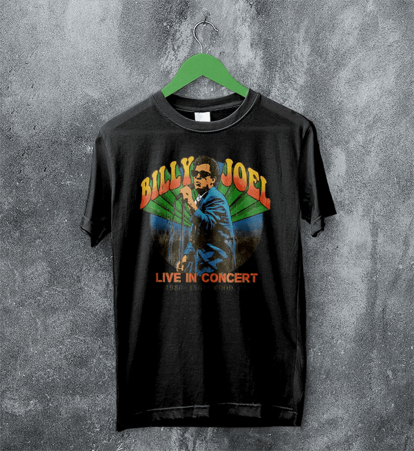 Billy Joel Tour T-Shirt Live in Concert Billy Joel Shirt Inglewood 1980 Merch - Black - WorldWideShirt