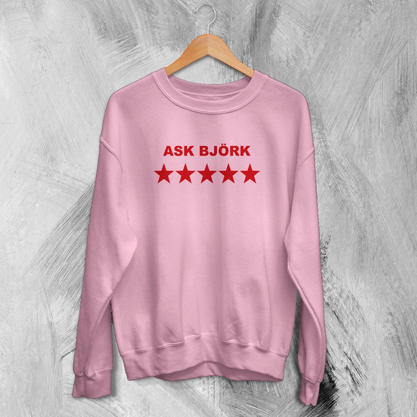 Bjork Sweatshirt Ask Bjork Greatest Hits Graphic Shirt Pop Star Bjork Crewneck - Light Pink - WorldWideShirt