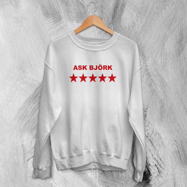 Bjork Sweatshirt Ask Bjork Greatest Hits Graphic Shirt Pop Star Bjork Crewneck - White - WorldWideShirt