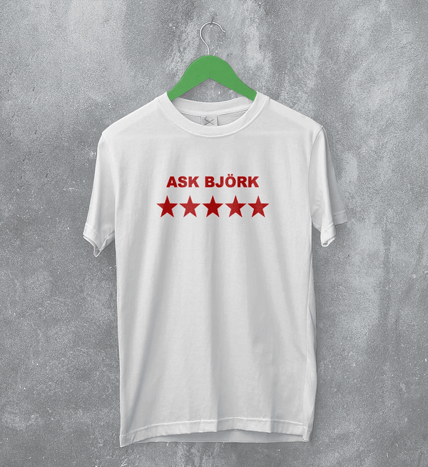 Bjork TShirt Ask Bjork Greatest Hits Graphic Shirt Pop Star Bjork Tee - White - WorldWideShirt