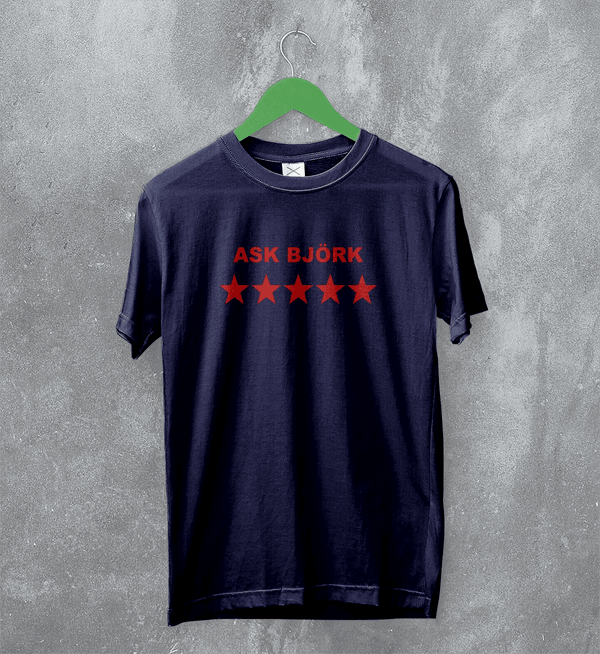 Bjork TShirt Ask Bjork Greatest Hits Graphic Shirt Pop Star Bjork Tee - Navy Blue - WorldWideShirt