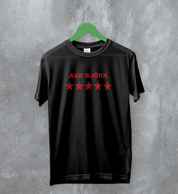 Bjork TShirt Ask Bjork Greatest Hits Graphic Shirt Pop Star Bjork Tee - Black - WorldWideShirt