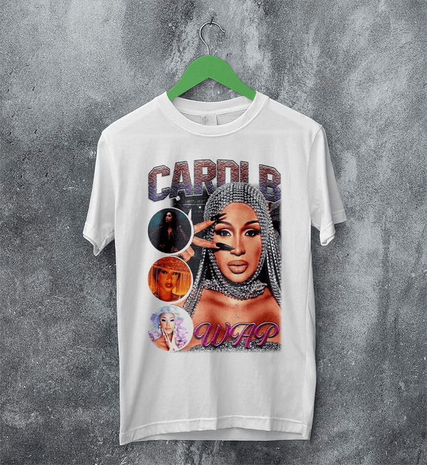 Cardi B Bootleg T-Shirt Rap Cardi B Shirt Retro Rapper Style Tee Music Streetwear - White - WorldWideShirt