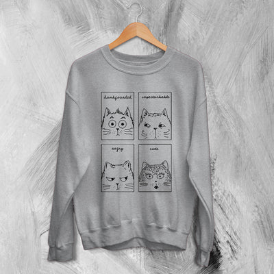 Cat Sweatshirt Expression Cats Sweater Animal Pet Lover Gift - WorldWideShirt