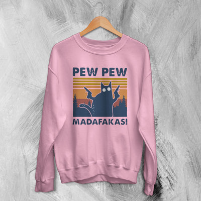 Cat Sweatshirt Pew Pew Madafaka Sweater Cat Animal Lover Gift - WorldWideShirt