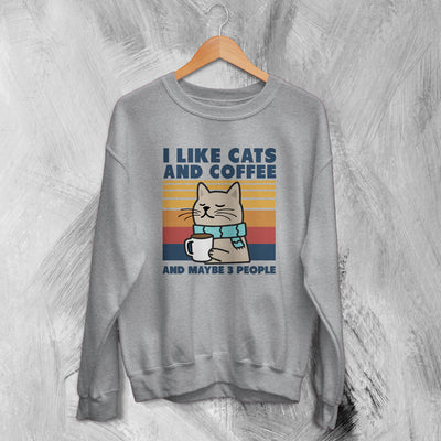 Cat T-Shirt Like Cats and Coffee Shirt and Maybe 3 People Animal Lover - WorldWideShirt