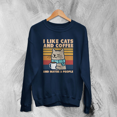 Cat T-Shirt Like Cats and Coffee Shirt and Maybe 3 People Animal Lover - WorldWideShirt