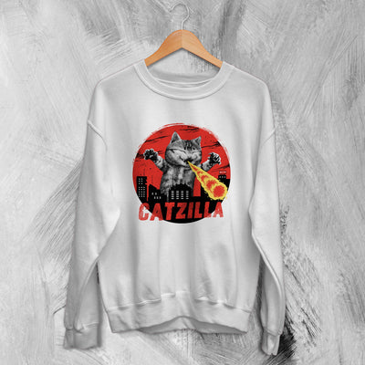 Catzilla Sweatshirt Cat Sweater Japan Cool Cat Lover Gift Godzilla Fan - WorldWideShirt