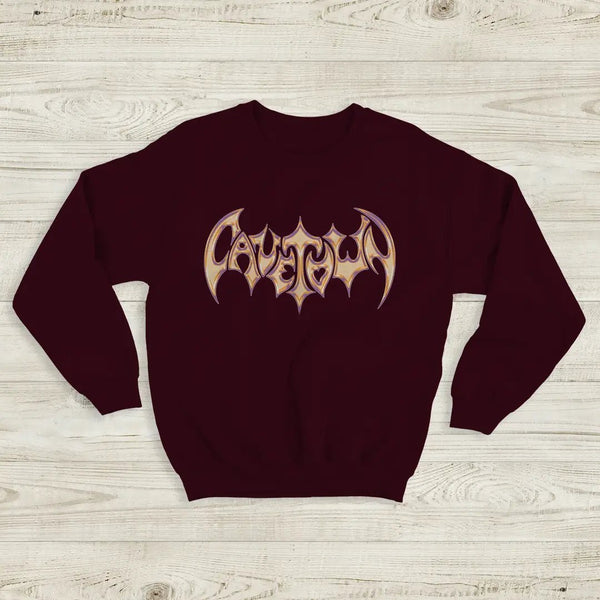 Cavetown Logo Sweatshirt Indie Bat Cavetown Shirt Gentle Ukulele Music Merch - Red Maroon - WorldWideShirt