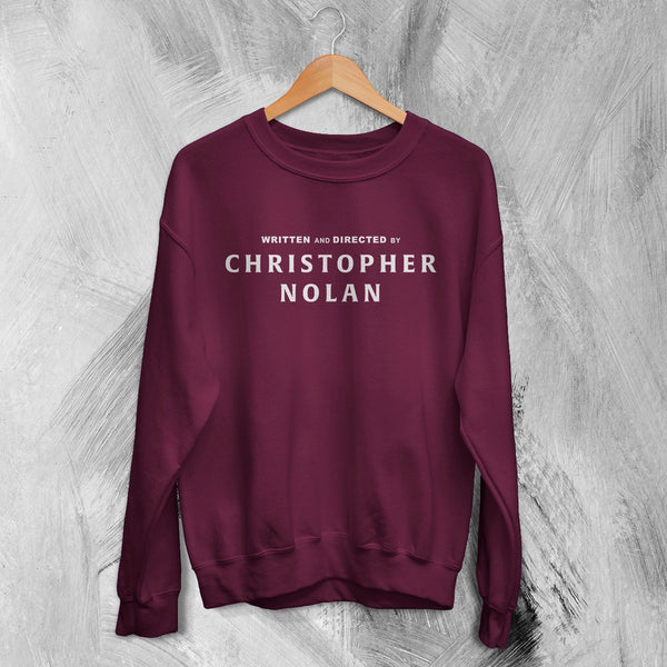 Christopher Nolan Credit Sweatshirt Directed By Christopher Nolan Shirt The Odyssey Crewneck - Red Maroon - WorldWideShirt