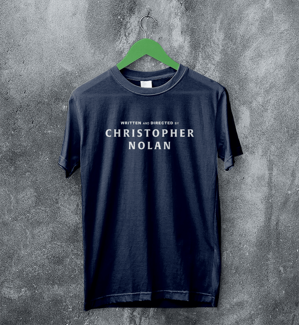 Christopher Nolan Credit T-Shirt Directed By Christopher Nolan Shirt The Odyssey Tee - Navy Blue - WorldWideShirt