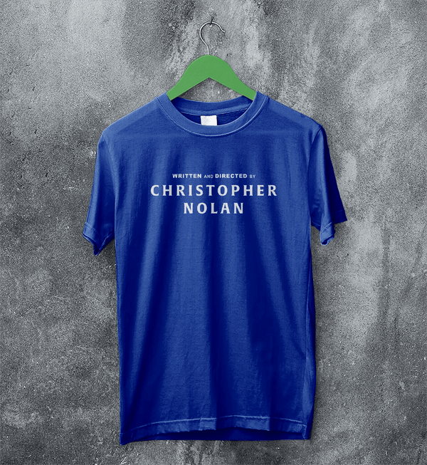 Christopher Nolan Credit T-Shirt Directed By Christopher Nolan Shirt The Odyssey Tee - Royal Blue - WorldWideShirt