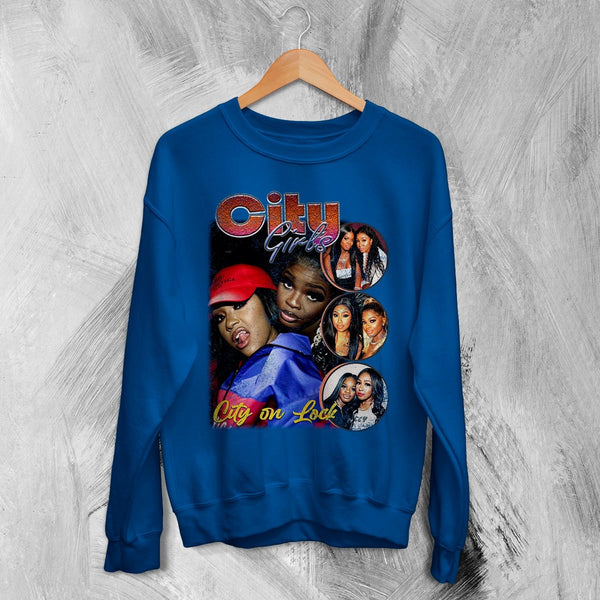 City Girls City On Lock Sweatshirt Hip Hop City Girls Shirt Music Bootleg Crewneck - Royal Blue - WorldWideShirt