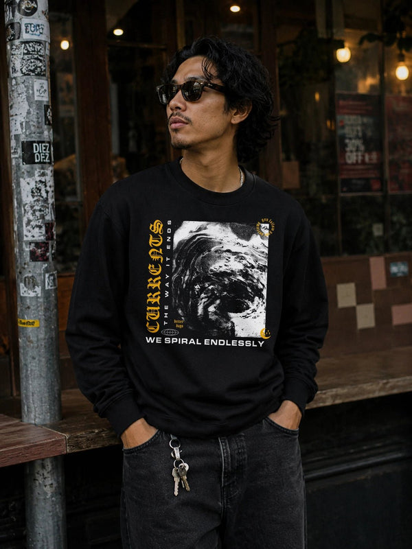 Currents Album Sweatshirt The Way is Ends Currents Shirt Metalcore Band Crewneck - Black - WorldWideShirt