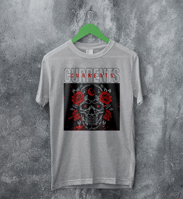 Currents T-Shirt Metalcore Currents Band Shirt Punk Skull Rose Tee - Sport Grey - WorldWideShirt