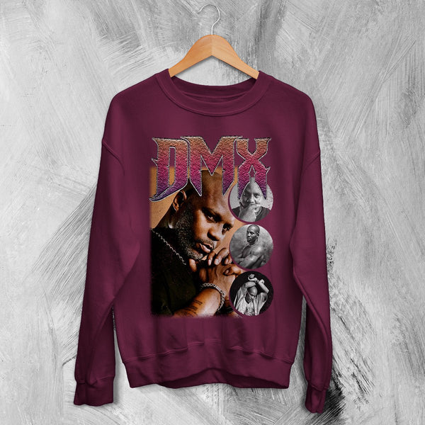 DMX Bootleg Sweatshirt Rap Legend DMX Shirt New York Rapper Music Crewneck - Red Maroon - WorldWideShirt