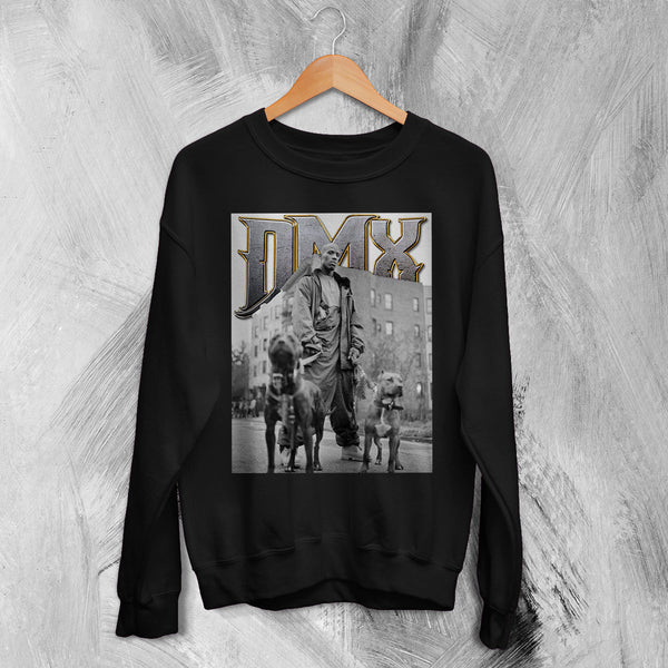 DMX Sweatshirt Rapper DMX Dog Shirt NYC Rap Legend Music Crewneck - Black - WorldWideShirt