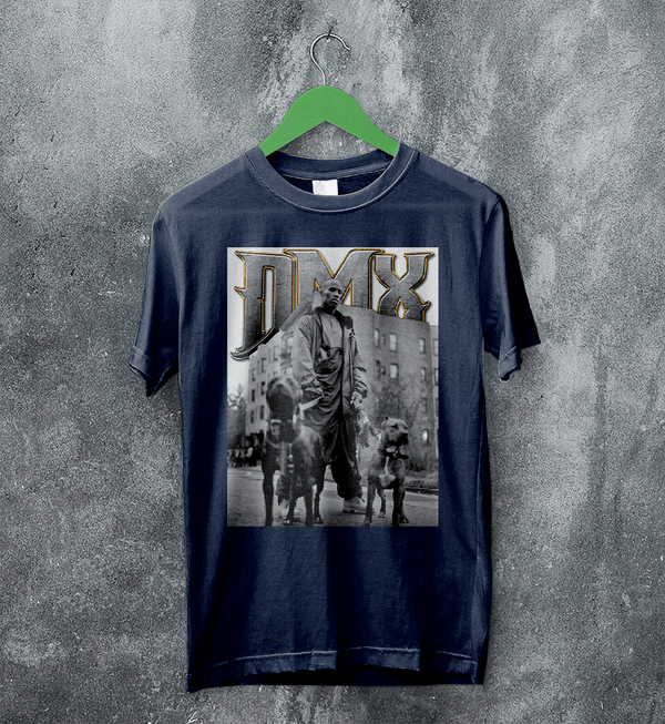 DMX T-Shirt Rapper DMX Dog Shirt NYC Rap Legend Music Tee - Navy Blue - WorldWideShirt