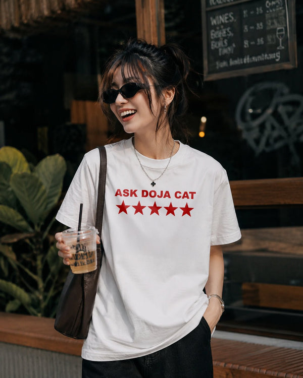 Doja Cat Fans T-Shirt 5 Star Doja Cat Shirt Pop Music Rapper Tee - White - WorldWideShirt