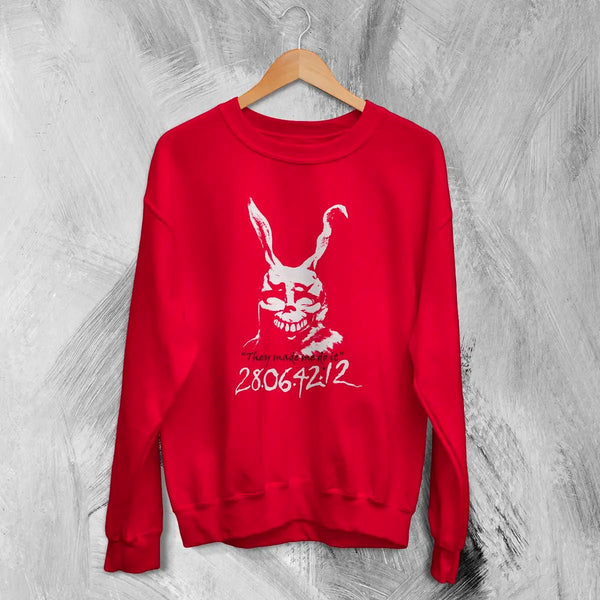 Donnie Darko Frank Rabbit Sweatshirt Donnie Darko Shirt They Do It Movie Crewneck - Red - WorldWideShirt