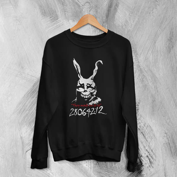 Donnie Darko Frank Rabbit Sweatshirt Donnie Darko Shirt They Do It Movie Crewneck - Black - WorldWideShirt