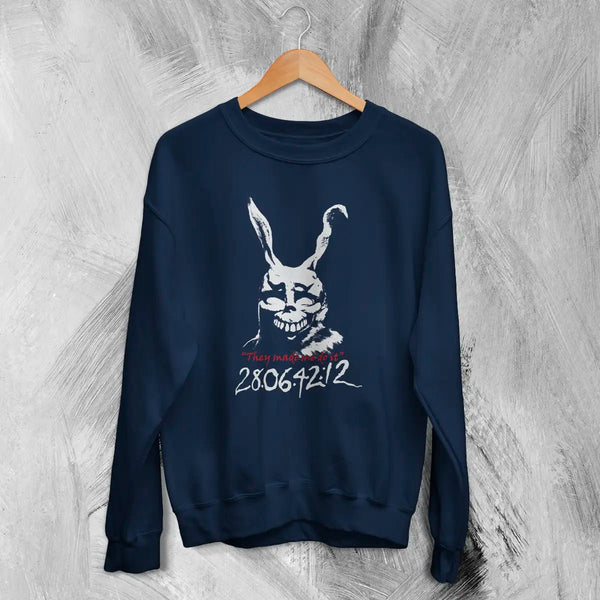 Donnie Darko Frank Rabbit Sweatshirt Donnie Darko Shirt They Do It Movie Crewneck - Navy Blue - WorldWideShirt