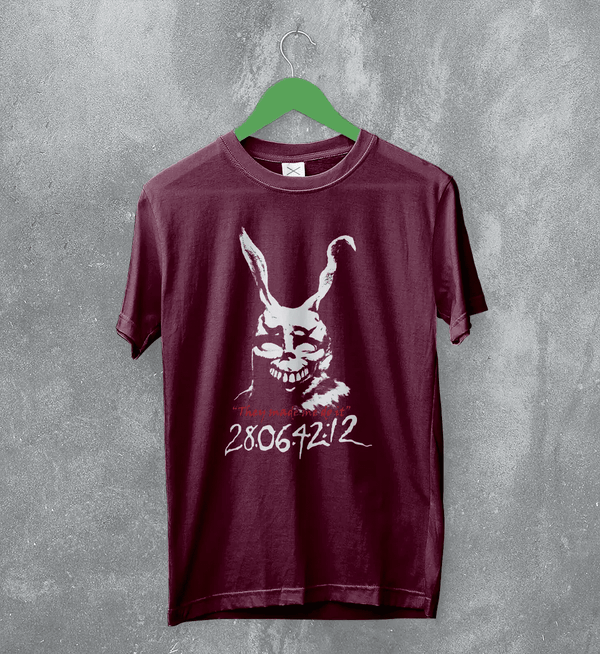Donnie Darko Frank Rabbit T-Shirt Donnie Darko Shirt They Do It Movie Tee - Red Maroon - WorldWideShirt